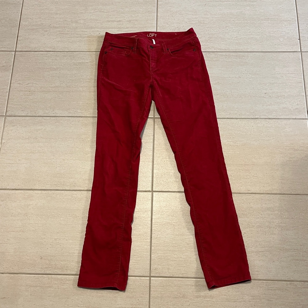 LOFT Women's Red Corduroy Pants